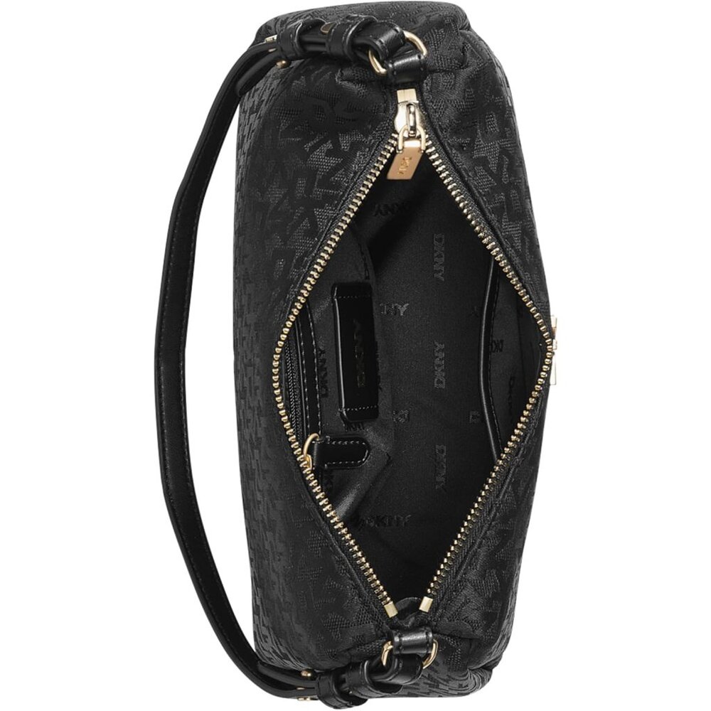 Remy Women's Casual Shoulder Bag Jet Black Polyester Zip Closure - Picture 4 of 6